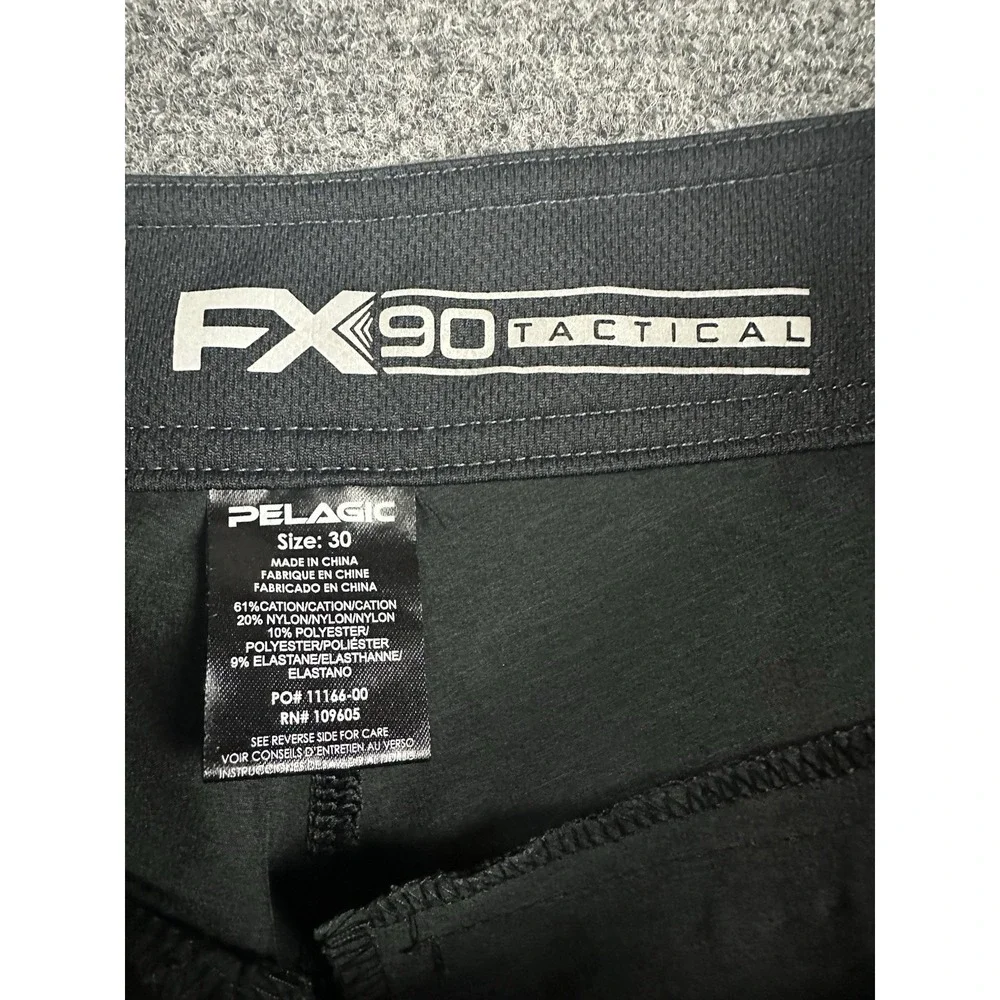 Pelagic Board Shorts Mens 30 Gray Black FX90 Tactical Fishing Pockets Stretch